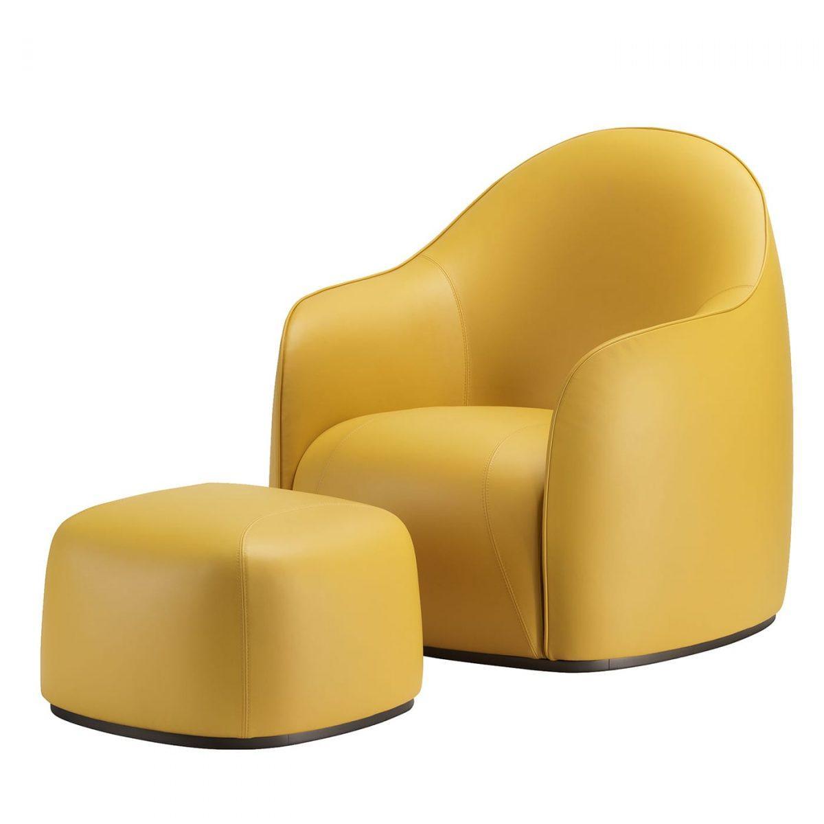 Sweet Set of yellow Armchair and Pouf by GHIDINI1961