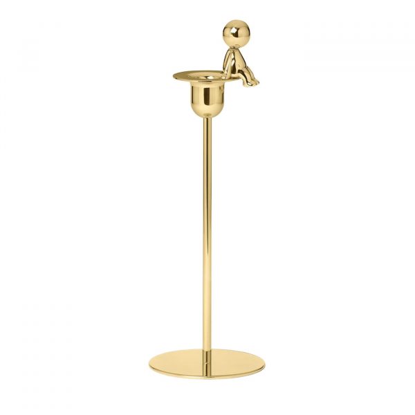 Omini Thinker Tall Candlestick in Polished Brass By GHIDINI1961