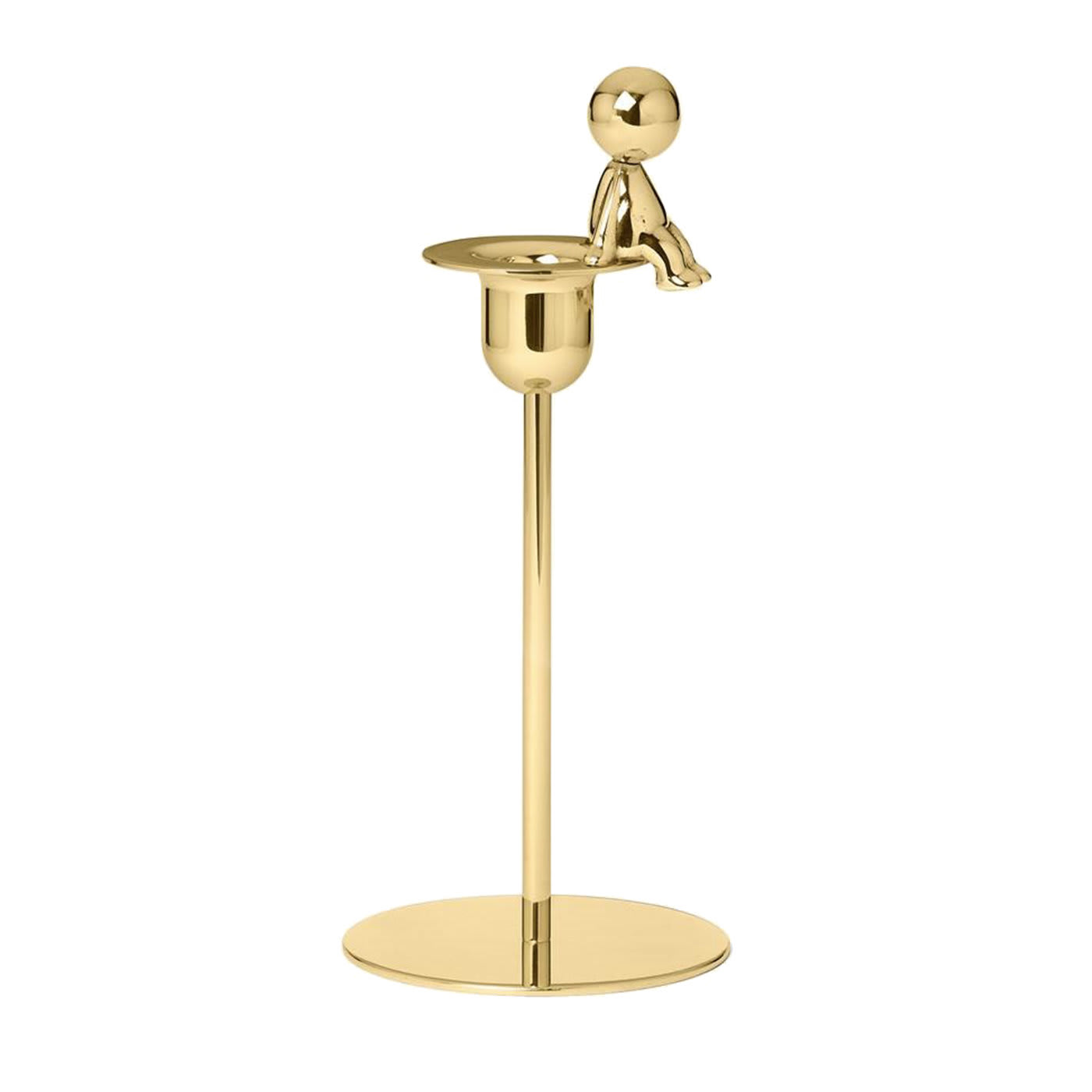 Omini Thinker Short Candlestick in Polished Brass By GHIDINI1961