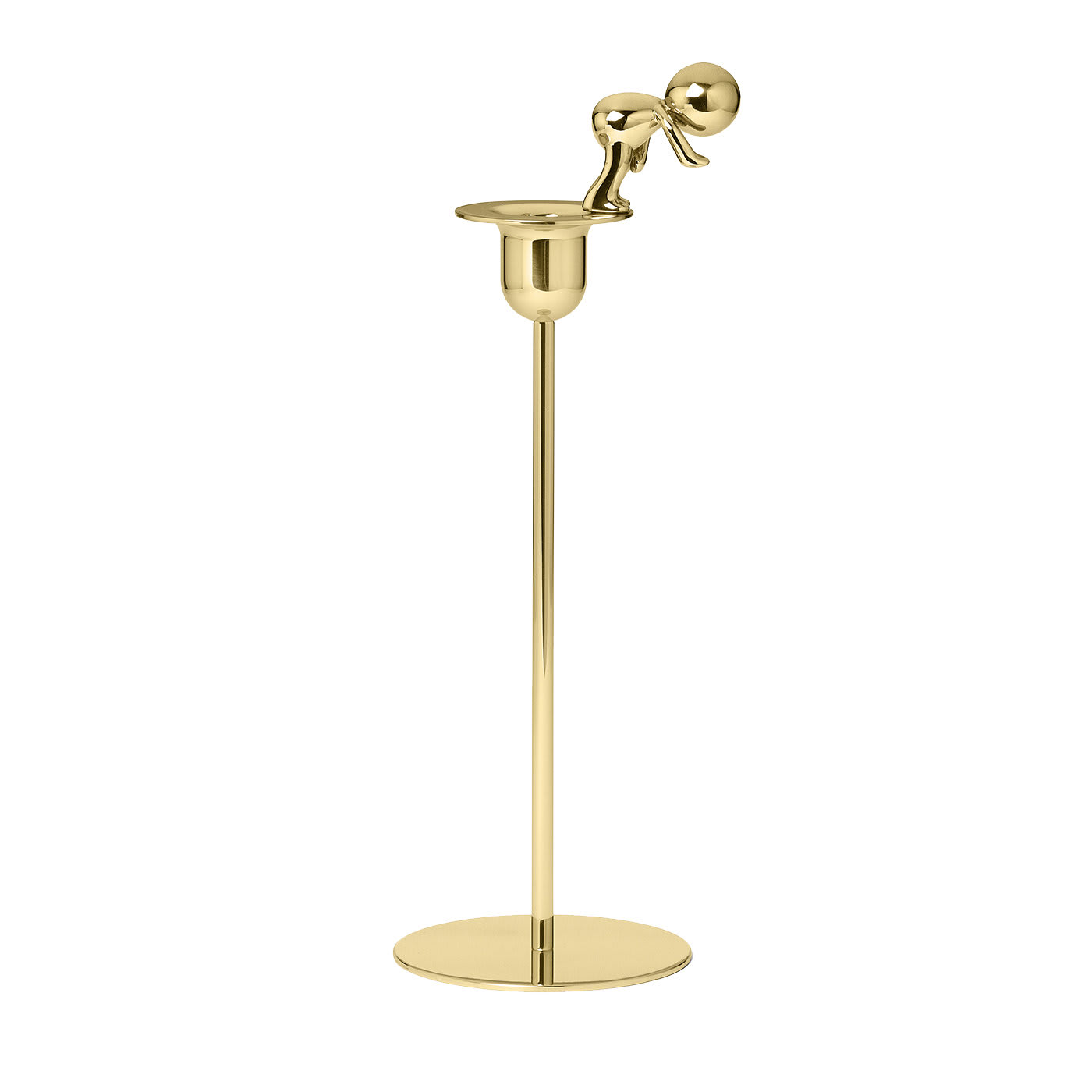 Omini Diver Tall Candlestick in Polished Brass By GHIDINI1961