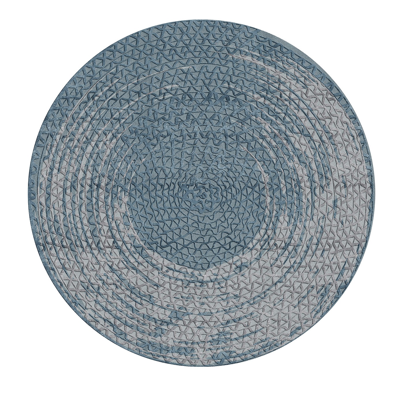 Triple Waves Round Blue Rug by GHIDINI1961