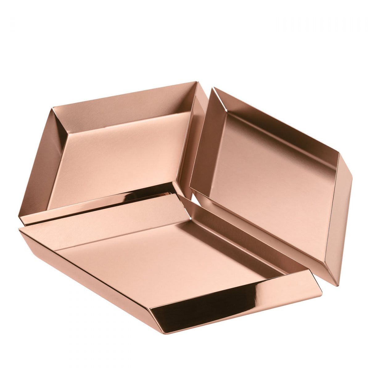 Set of Three Cube Trays in Copper By GHIDINI1961