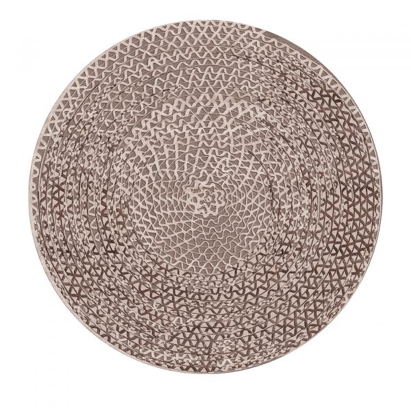 Triple Waves Round Beige Rug by GHIDINI1961