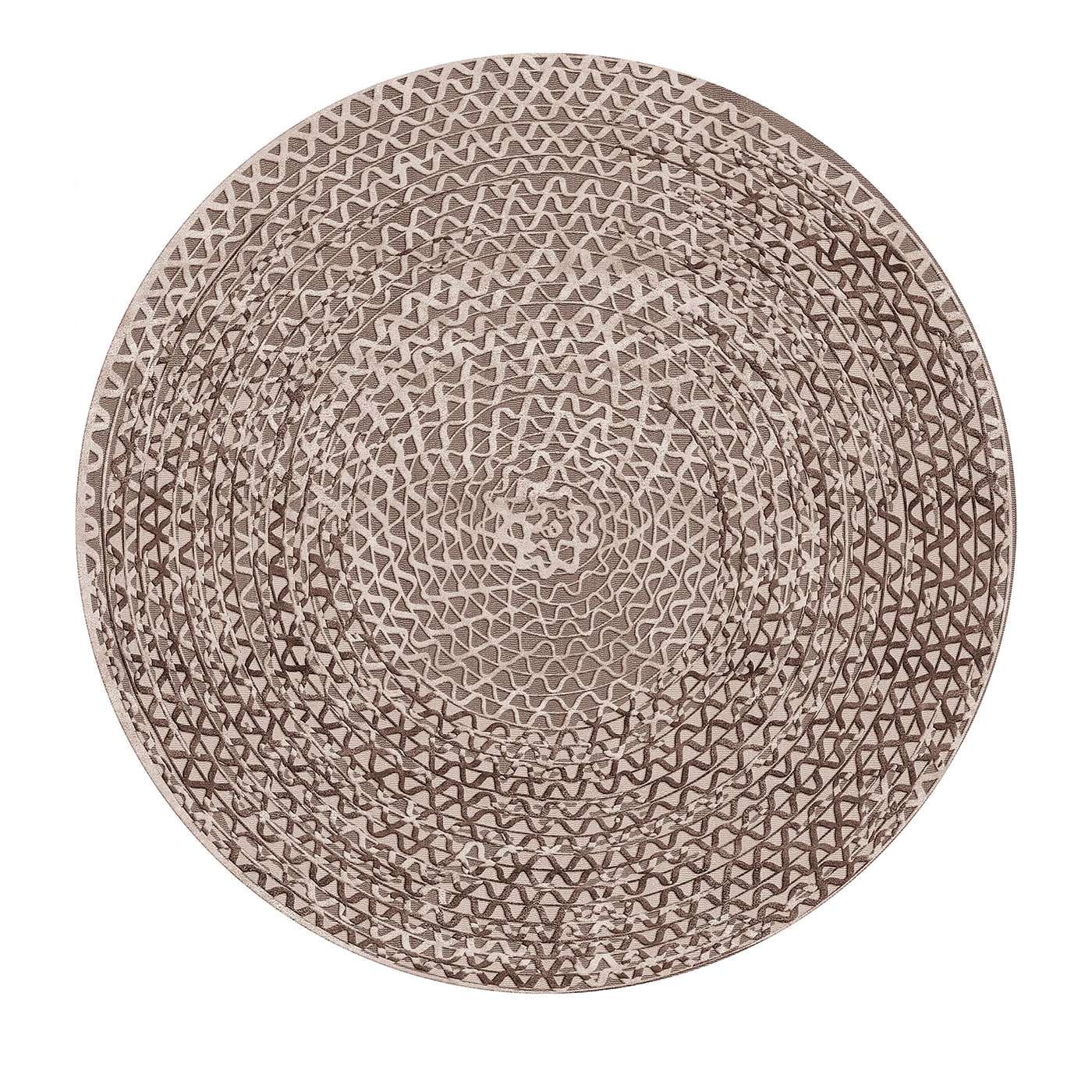 Triple Waves Round Beige Rug by GHIDINI1961