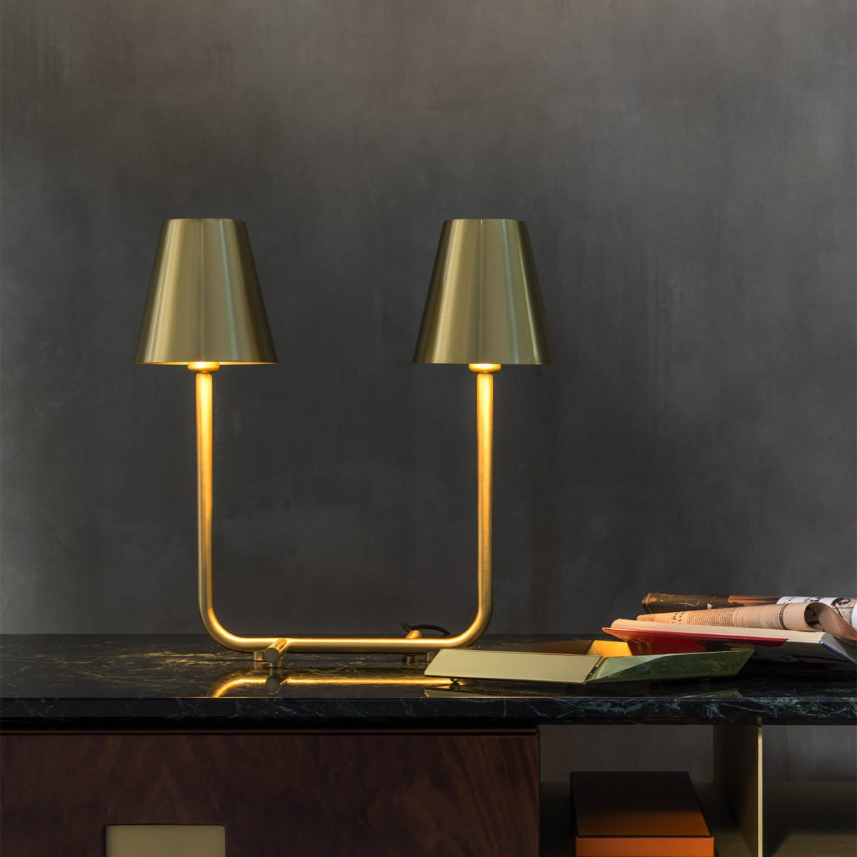 Bio Satin Brass Table Lamp By GHIDINI1961