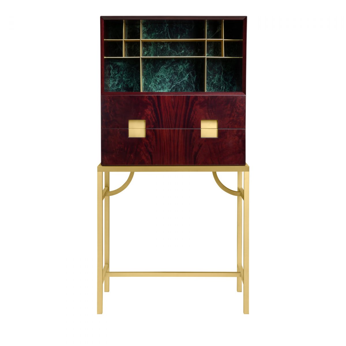 Zuan Mahogany and Verde Alpi Marble Bar Cabinet by GHIDINI1961