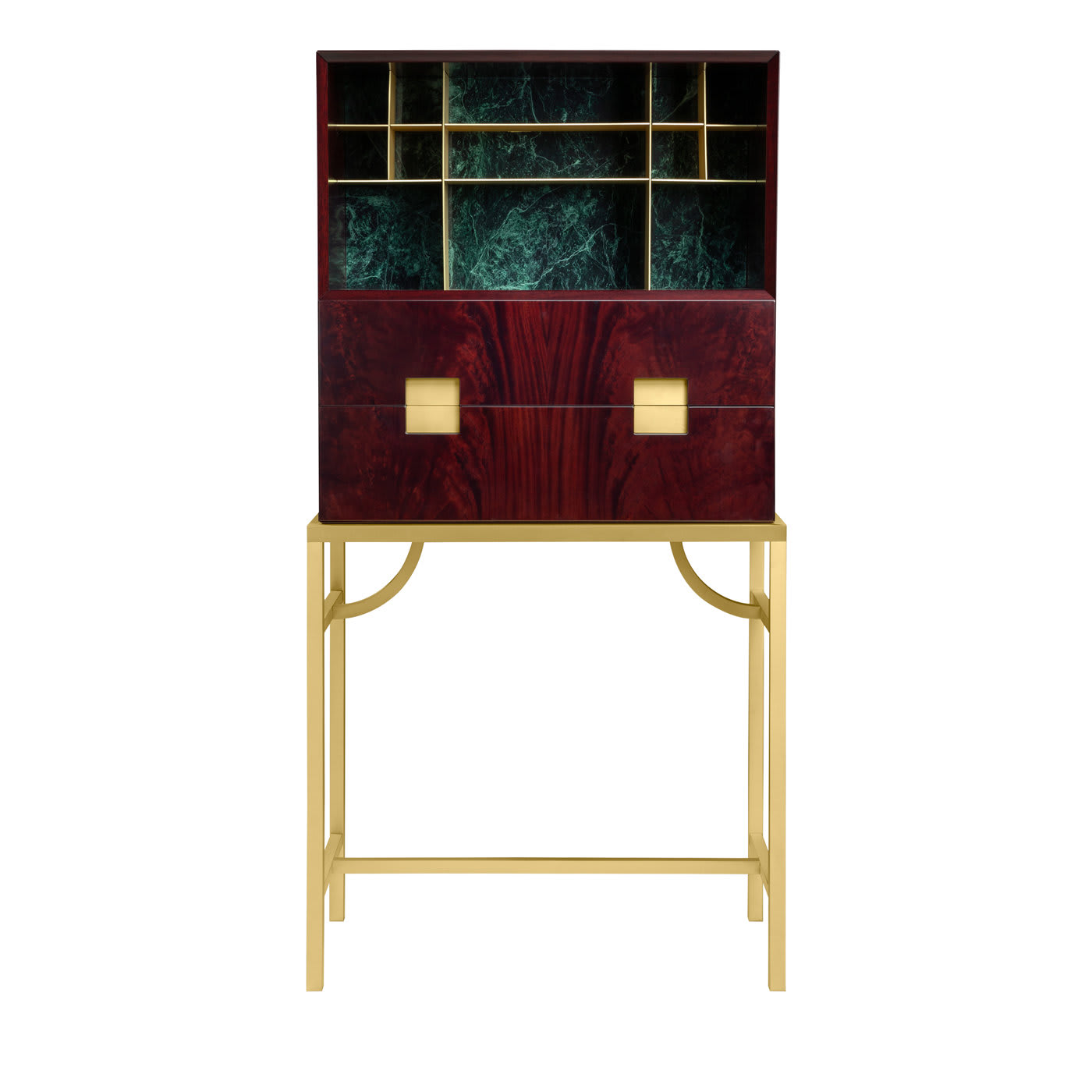 Zuan Mahogany and Verde Alpi Marble Bar Cabinet by GHIDINI1961