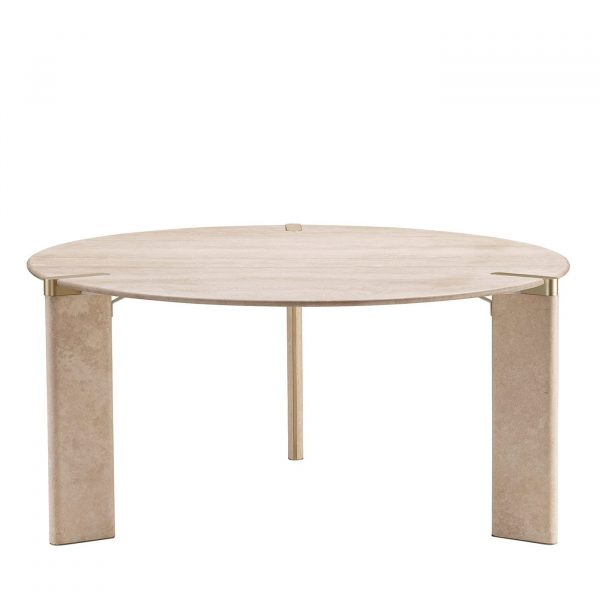 Ottanta Round Travertine Dining Table by GHIDINI1961