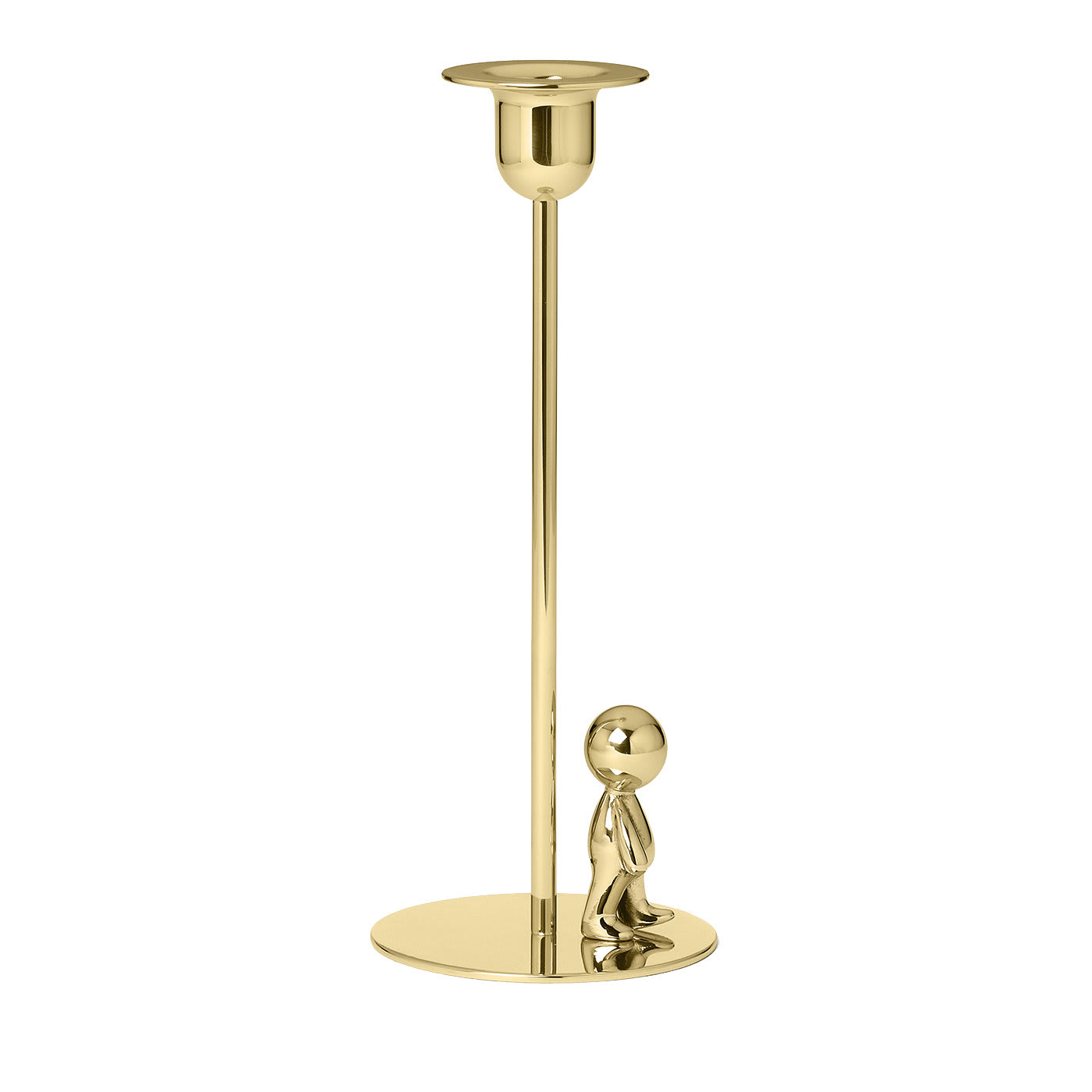 Omini Walkman Tall Candlestick in Polished Brass By GHIDINI1961