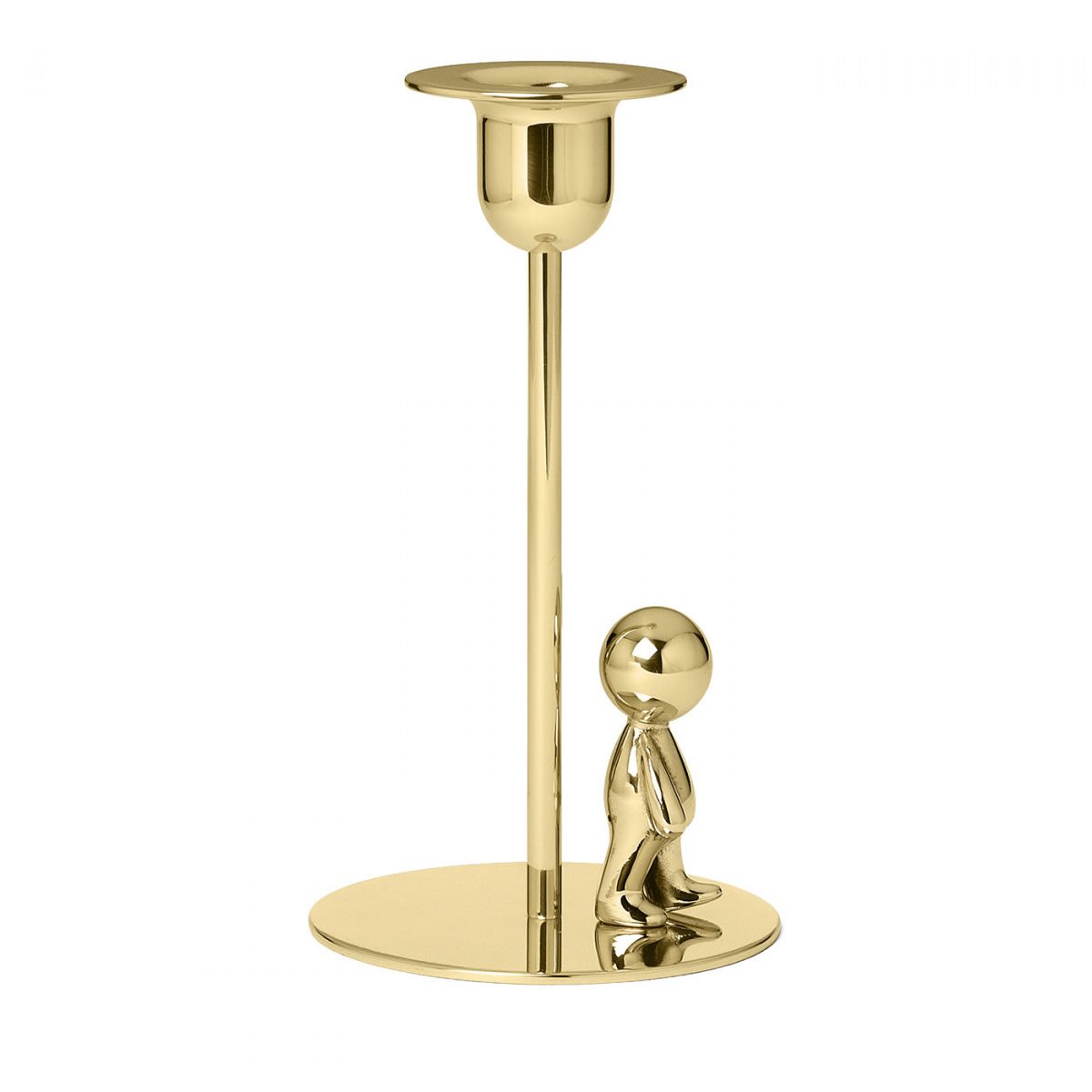 Omini Walkman Short Candlestick in Polished Brass By GHIDINI1961