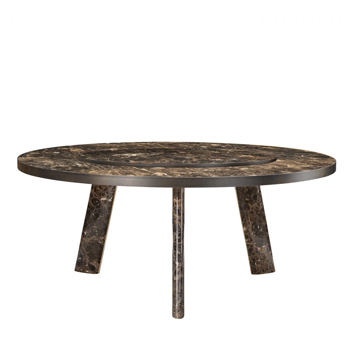 Native Dark Emperador Round Dining Table by GHIDINI1961