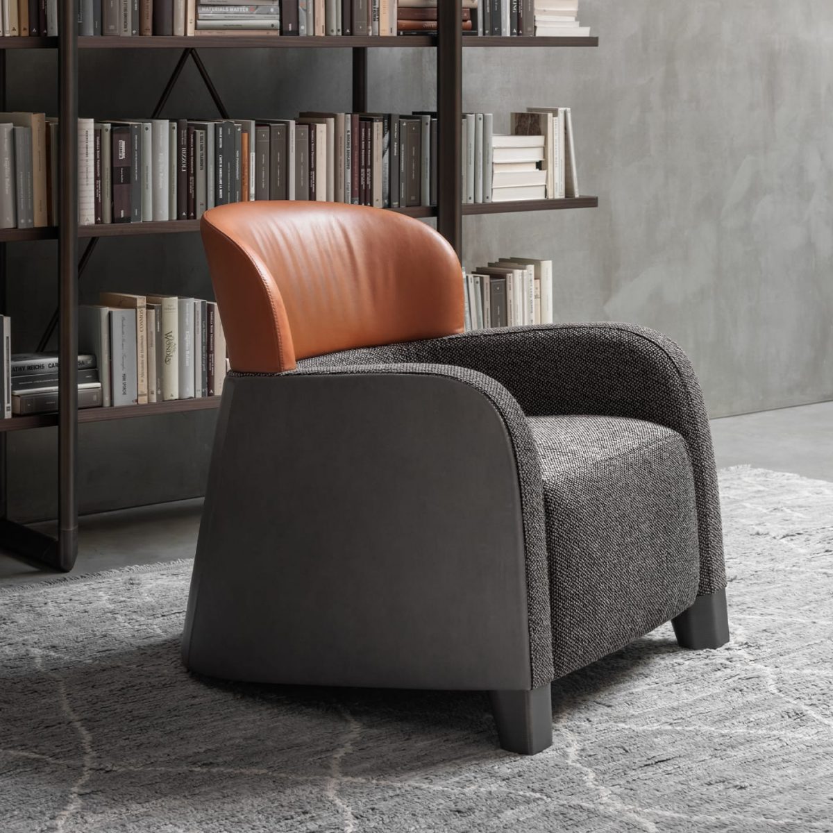 Bucket Brown/Grey Armchair with Low Headrest by GHIDINI1961