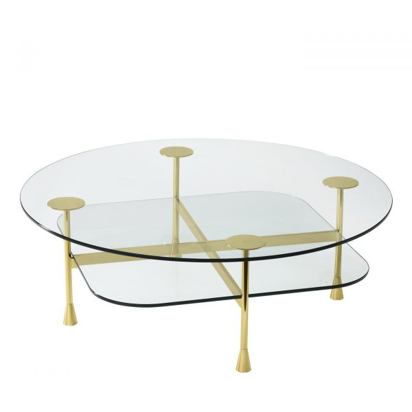 Da Vinci Coffee Table in Crystal and Polished Brass By GHIDINI1961