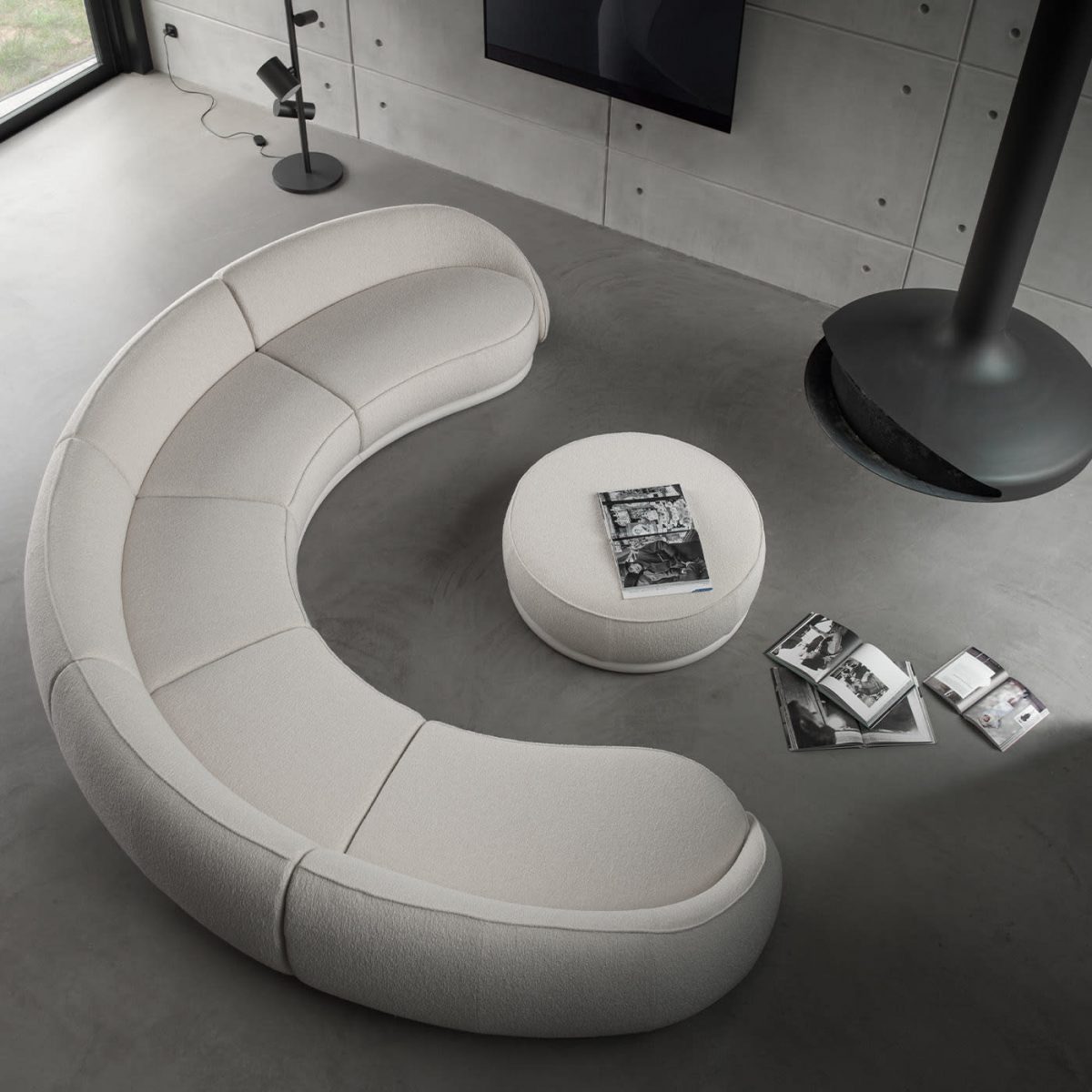 Abbracci 3-Module White Sofa by GHIDINI1961