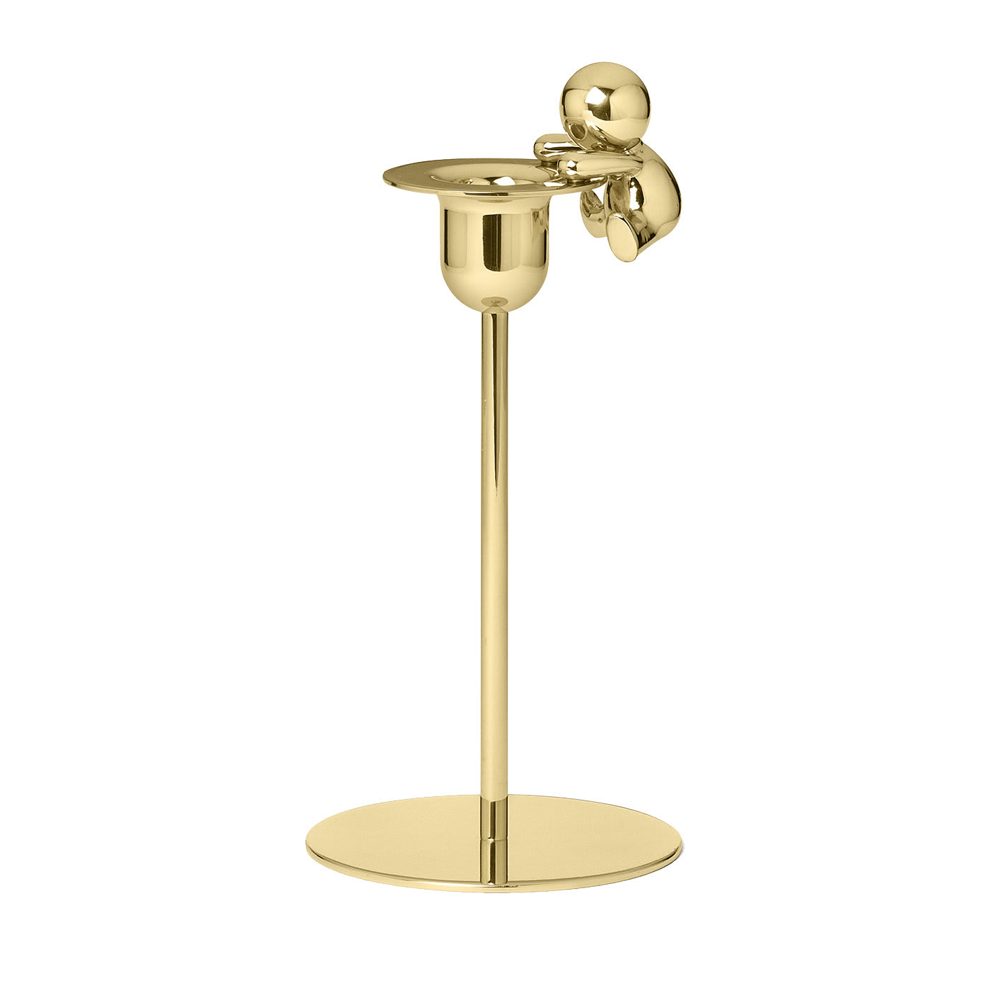 Omini Climber Short Candlestick in Polished Brass by GHIDINI1961