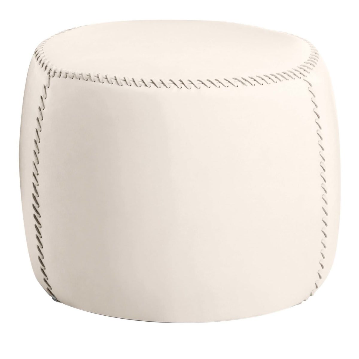 Casablanca White Leather Pouf by Black Tie