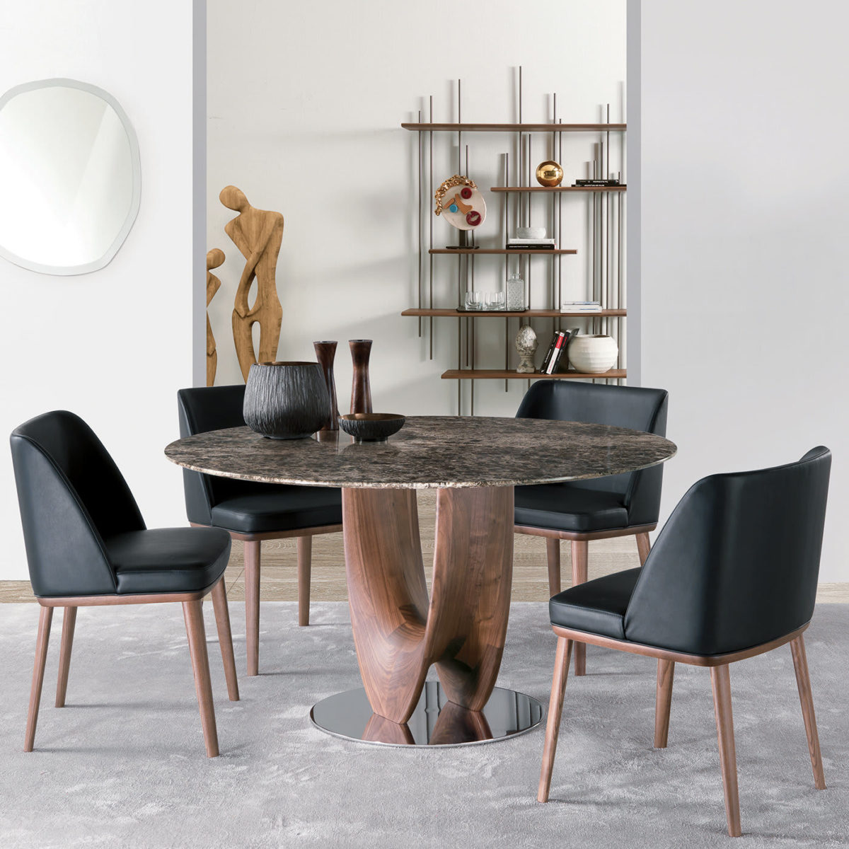 Axis Round Small Table with Marble Top by Paccini & Cappellini