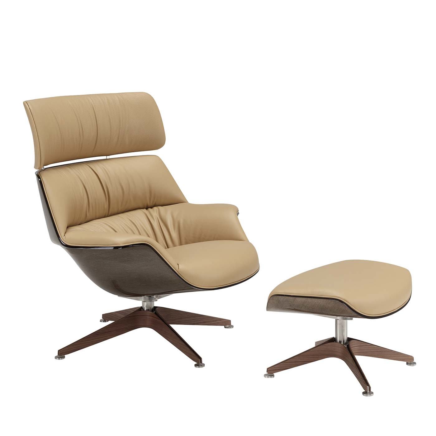 Saintluc Coach Lounge Chair and Pouf by Amura