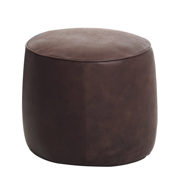 Rondò Brown Leather Pouf by Black Tie