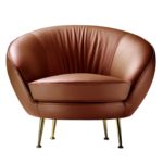 Giulia Brown Leather Lounge Chair by Black Tie