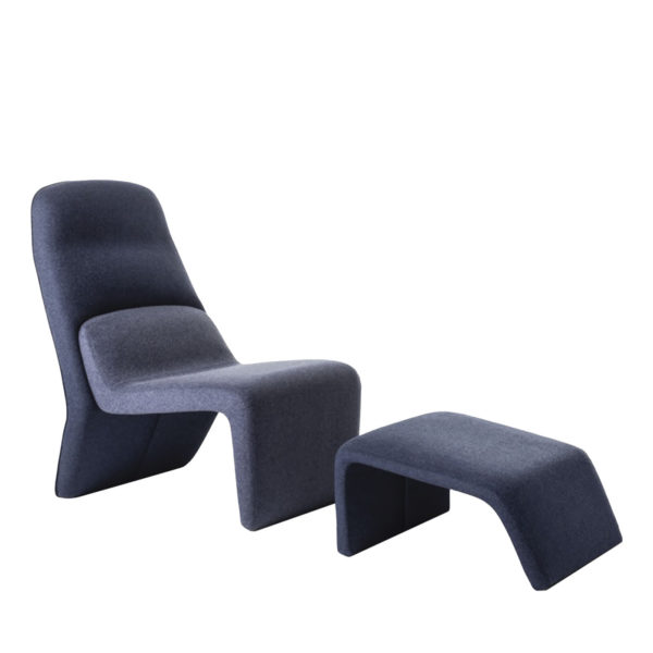 Tape Blue Lounge Chair with Footrest by Baleri Italia