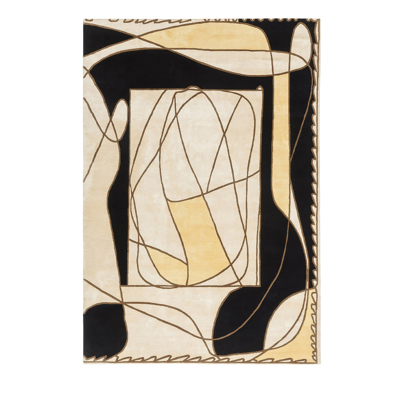 Le Ragazze Black and Yellow Rug by Karpeta