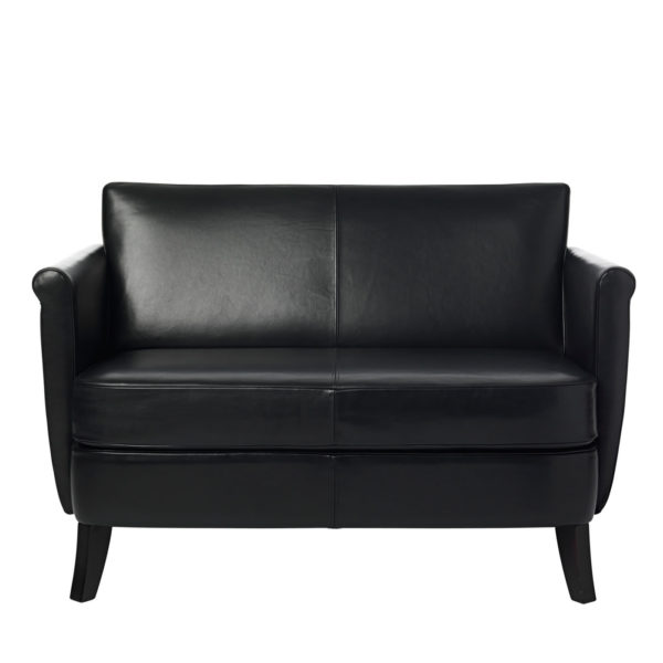 Undersized Black Leather 2-Seater Sofa by Maison Margiela