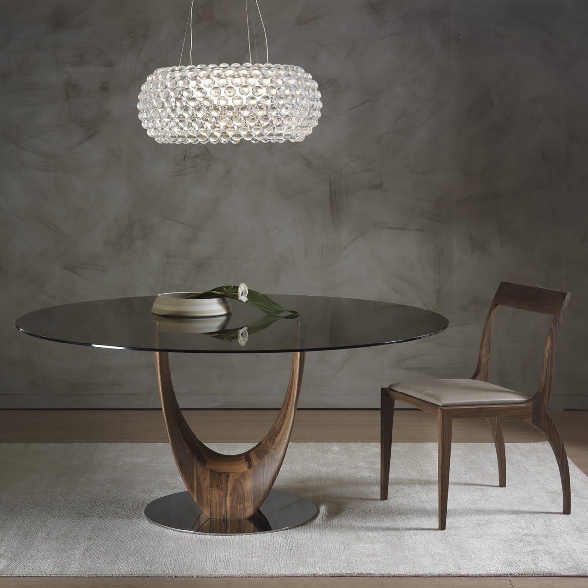 Axis Round Large Dining Table with Transparent Bronze d Glass Top by Stefano Bigi