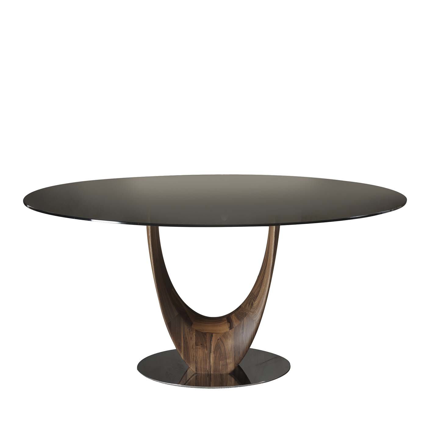 Axis Round Large Dining Table with Transparent Bronze d Glass Top by Stefano Bigi