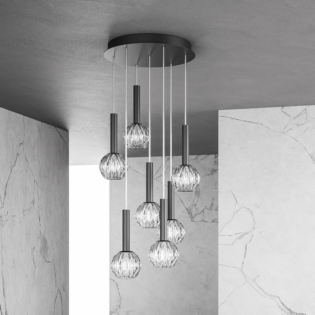 Bella Tube 7-Light Chandelier by MM Lampadari