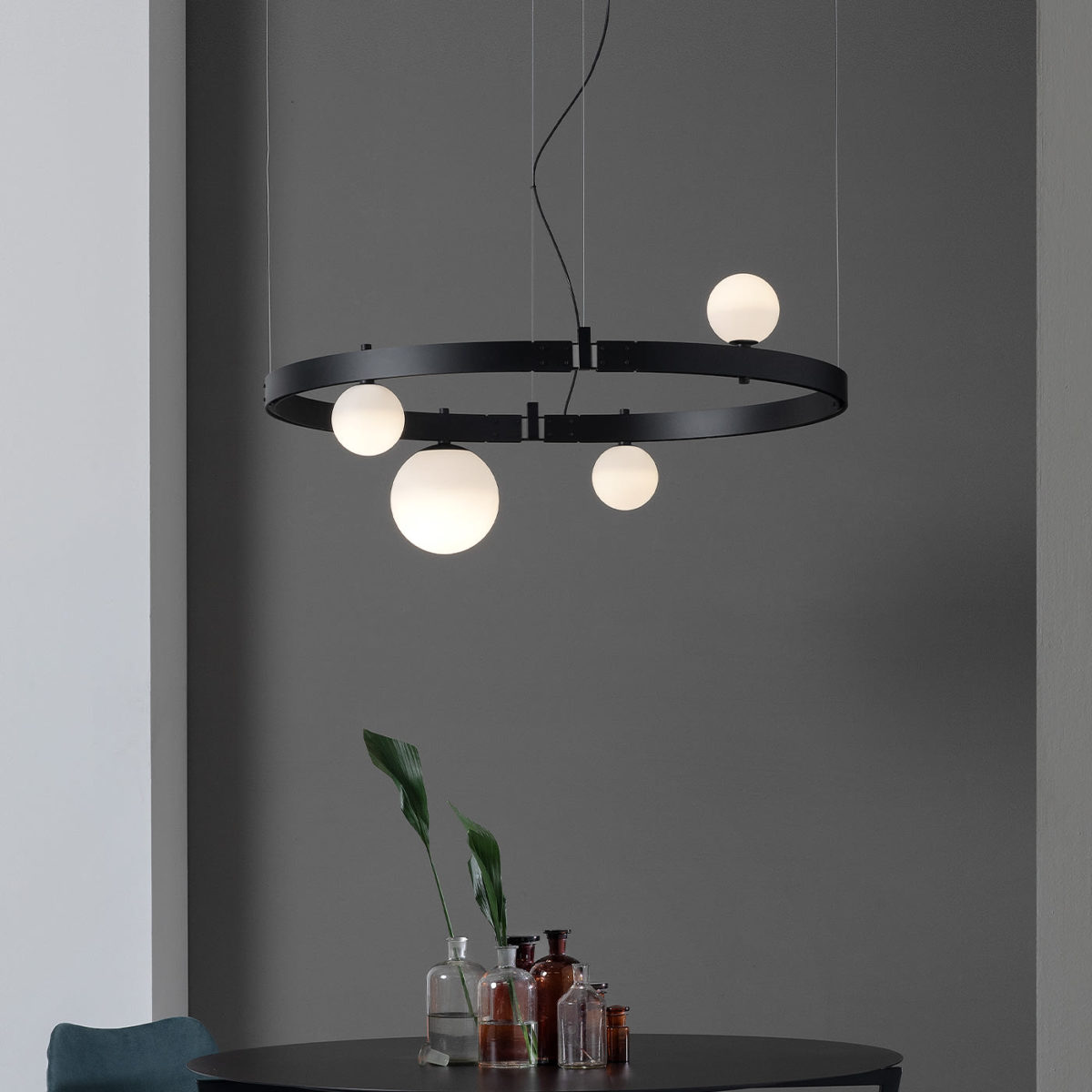 Stant 4-Light Large Circular Black Chandelier by Karman