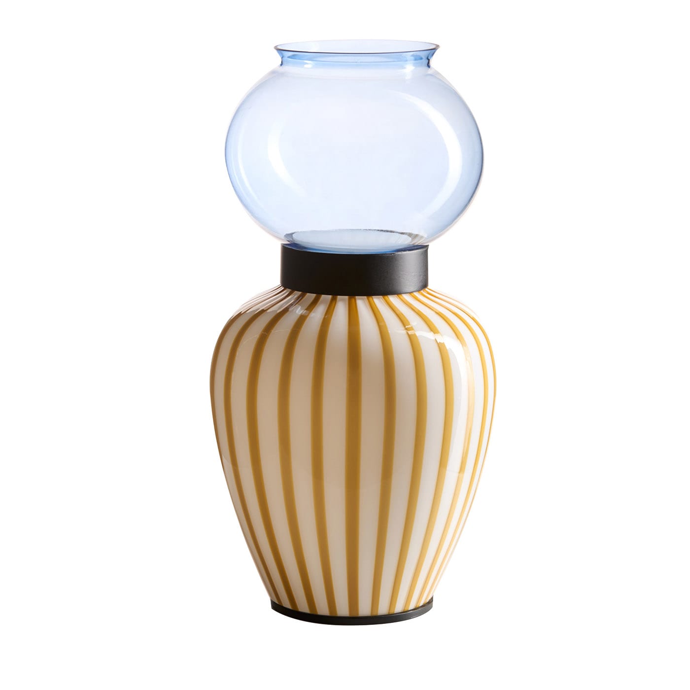 Layla Yellow  Striped Table Lamp by MM Lampadari