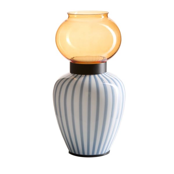 Layla Light Blue Striped Table Lamp by MM Lampadari