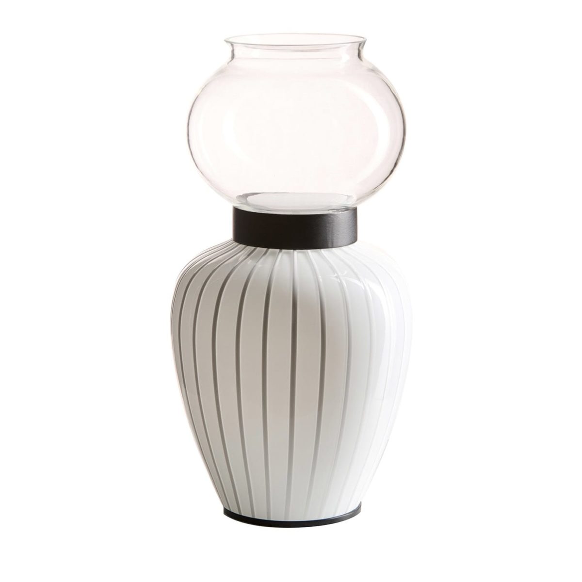 Layla White Striped Table Lamp by MM Lampadari