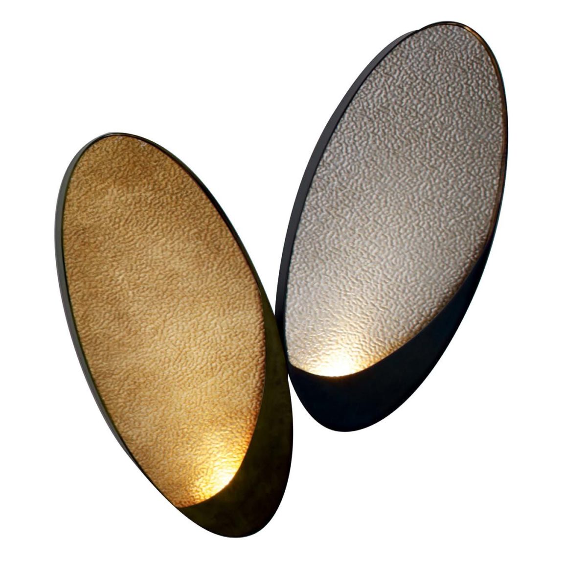 Two-Petal Gold  and Steel Wall Light wall lamp by MM Lampadari