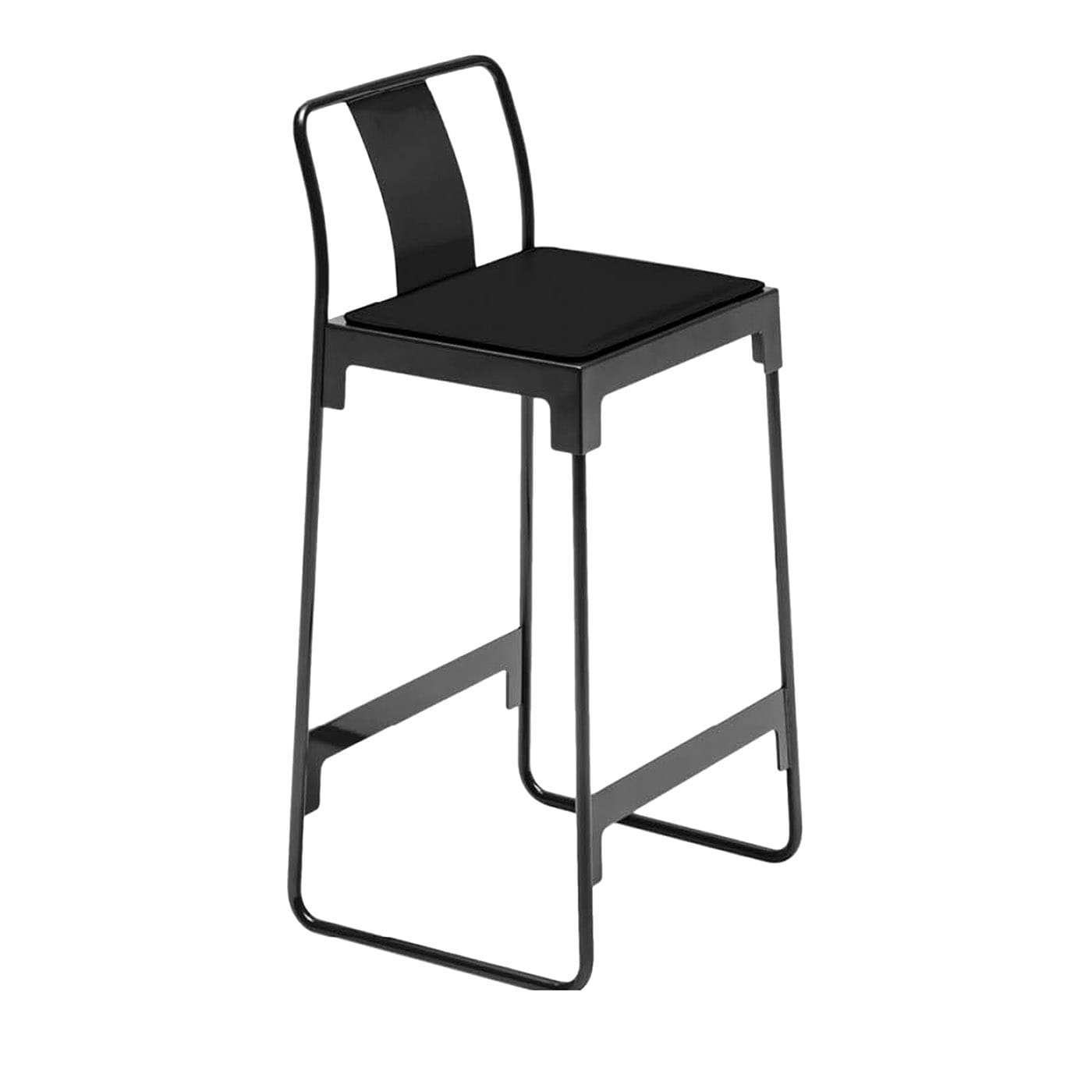 Mingx Low Black Stool with Backrest by Driade