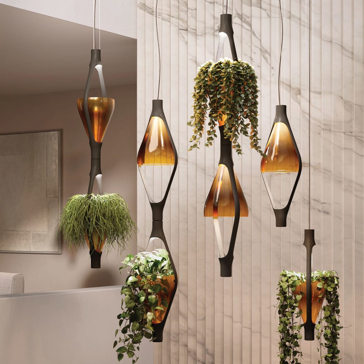 Viceversa Amber Suspension Lamp #2 by KDLN