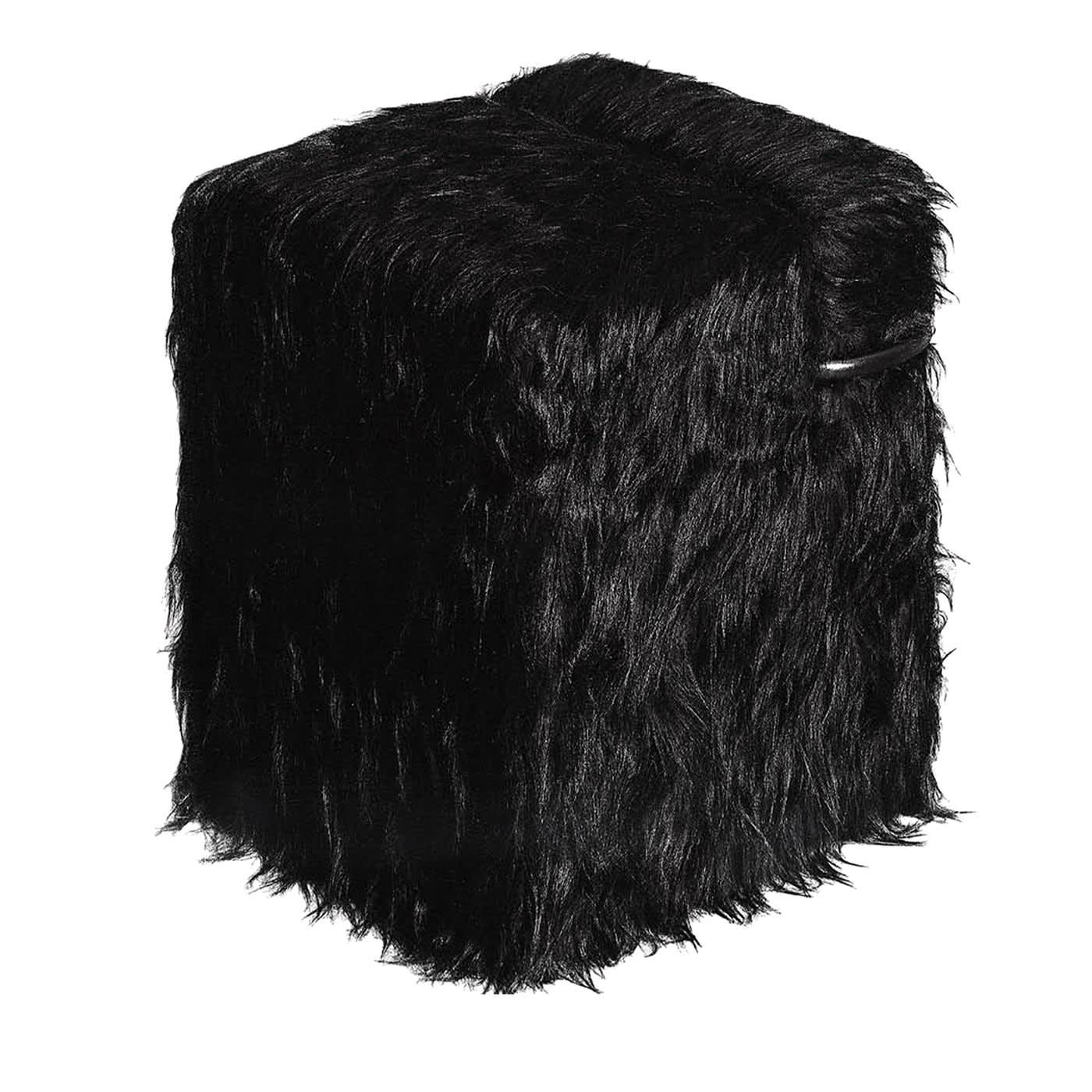 Blocco Black Fur Pouf by Driade