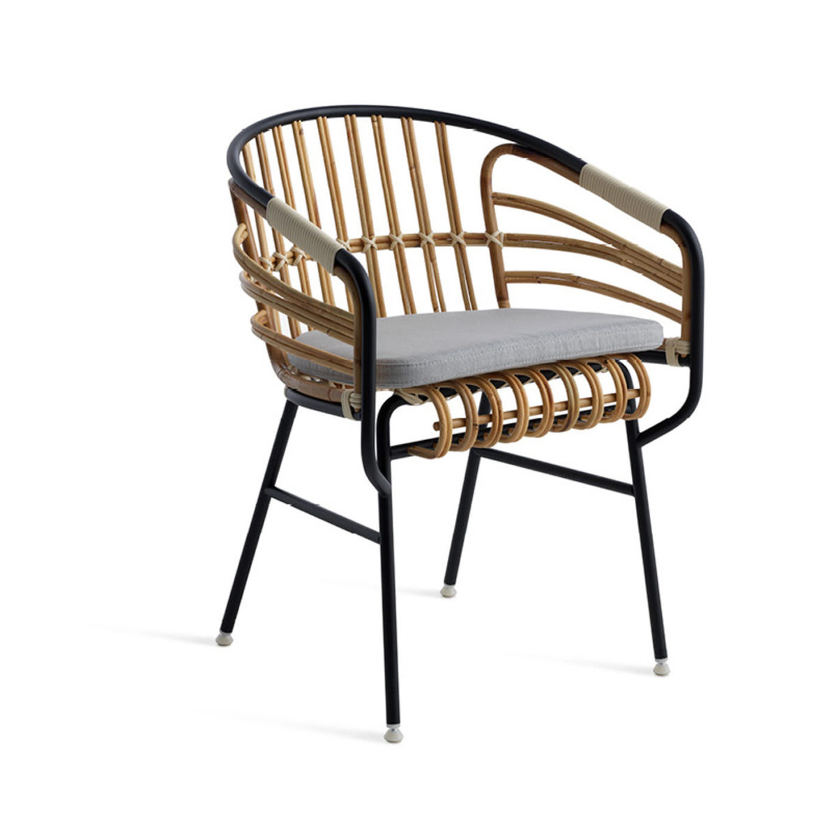 Raphia Black Rattan Chair with Cushion by Casamania & Horm