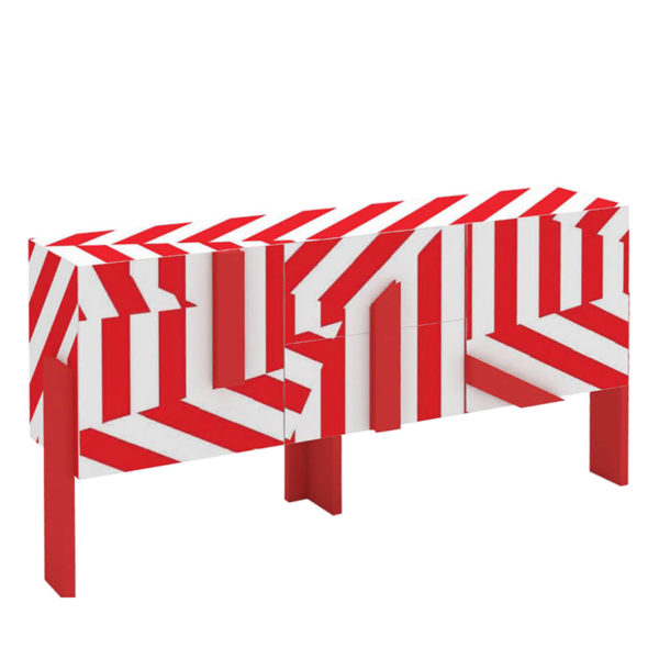 Ziqqurat Striped Red & White Sideboard by Driade