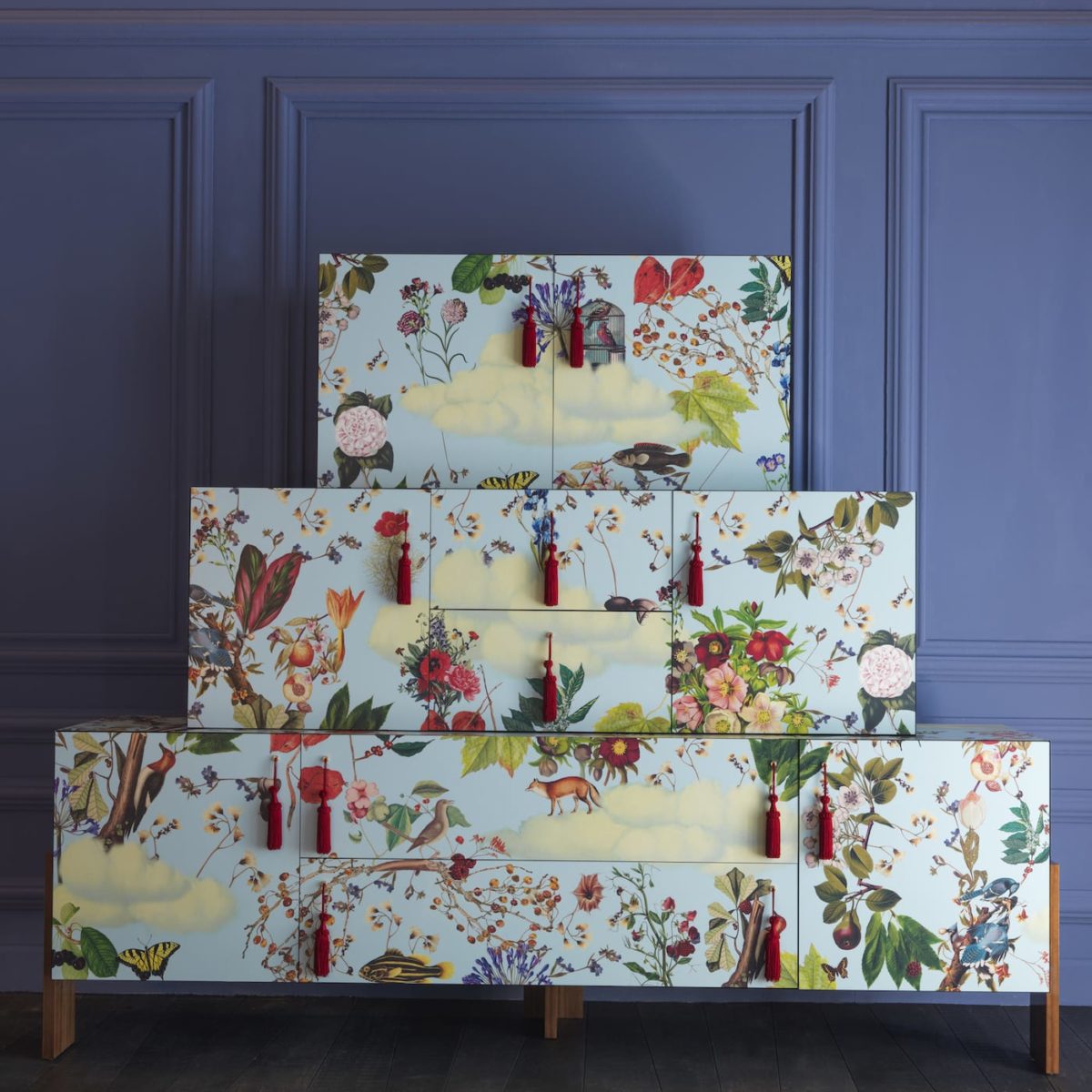 Ziqqurat 3-Module Floral Polychrome Cabinet by Driade