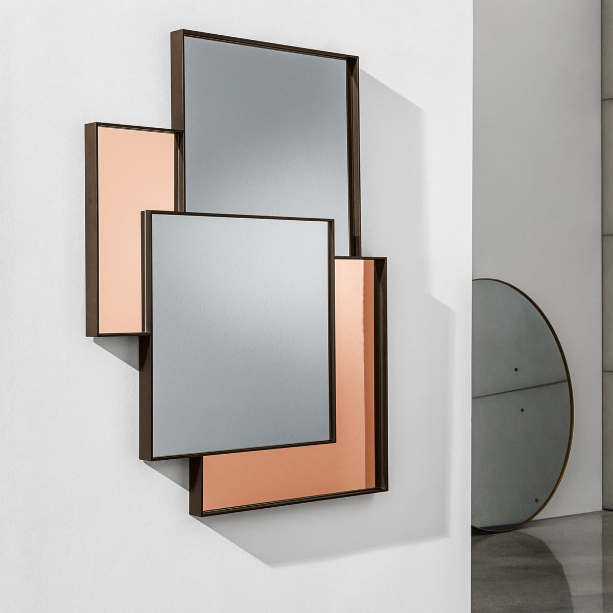 Combi Tinted and Rose-Finished Wall Mirror by SOVET Italia