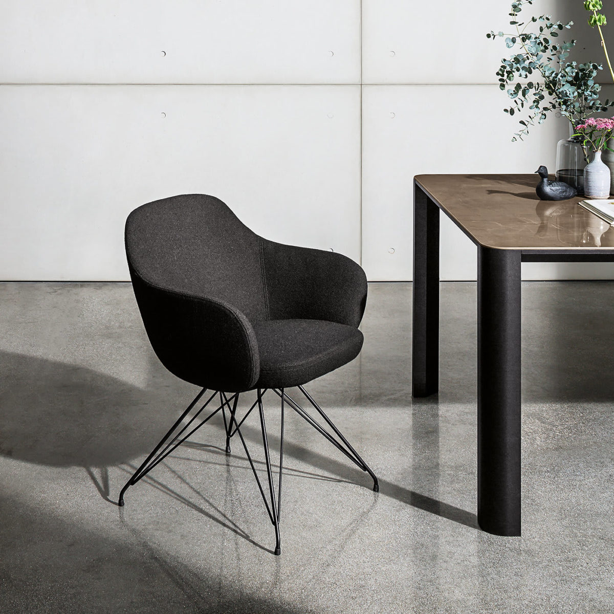 Cadira Wire Black Chair with Armrests by SOVET Italia