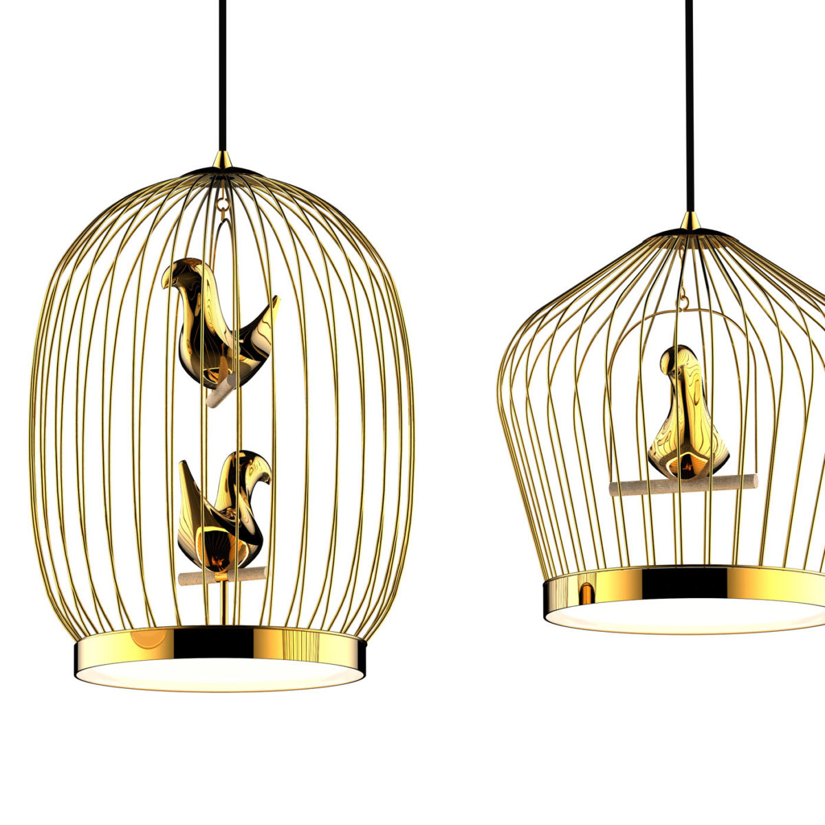 Twee T. Gold  Large Suspension Lamp by Casamania & Horm