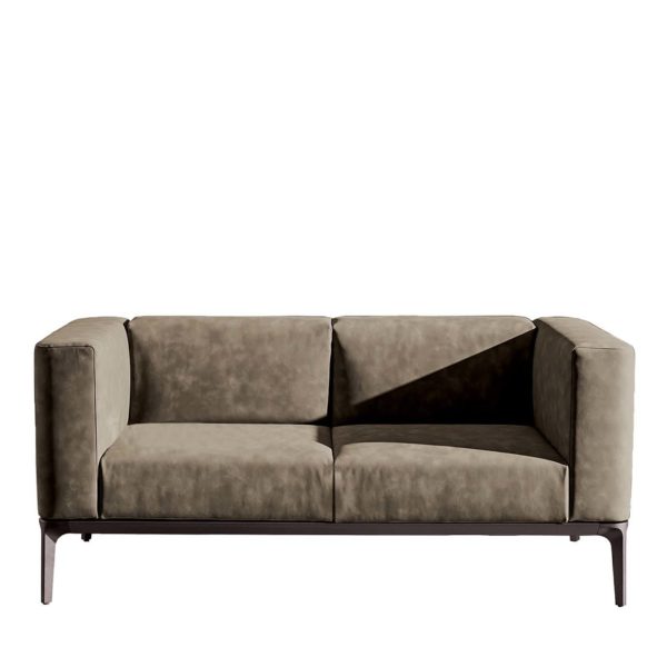 Slim 2-Seater Sofa in Brown Leather by SOVET Italia