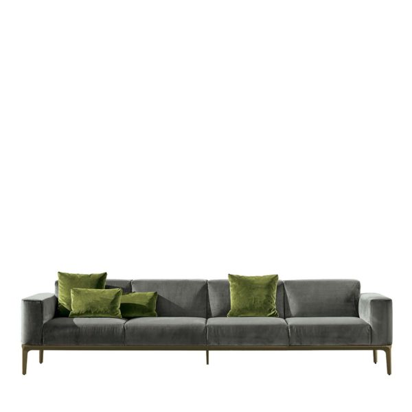 Slim 4-Seater Sofa in Taupe Velvet by SOVET Italia