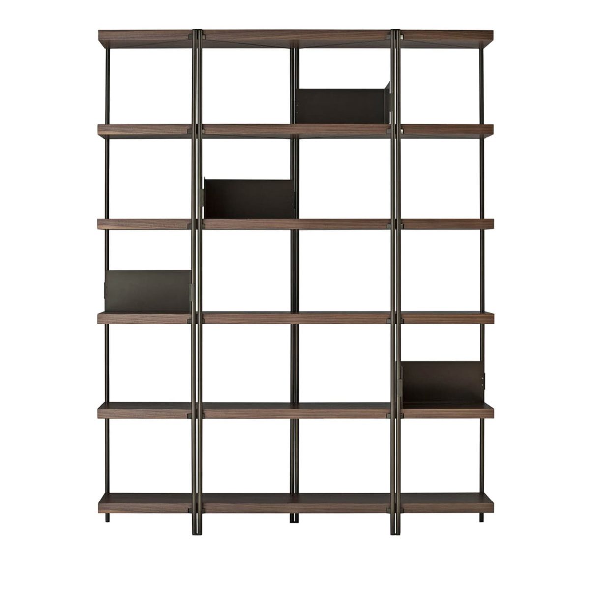 Zigzag 5-Shelf Walnut & Bronze  Bookcase by Driade