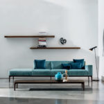 Slim 4-Seater Sofa in Light Blue Velvet by SOVET Italia