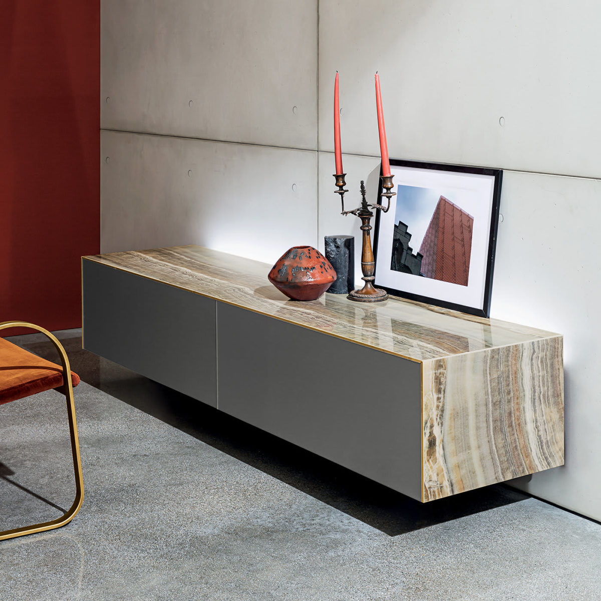 Magda Suspended Calacatta Sideboard by SOVET Italia