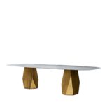 Deod Brass Table with Materia Top by SOVET Italia